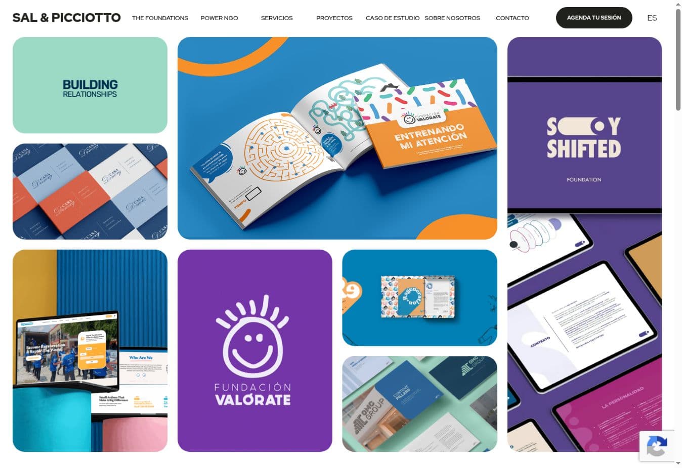 Sal & Picciotto homepage with a grid of branding projects.